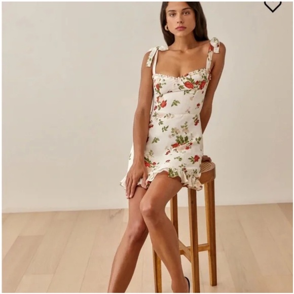 Reformation Christine Ruffled Mini Dress - Picture 1 of 14
